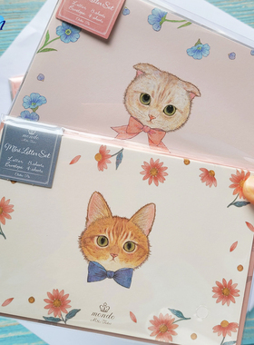 日本CLOTHES·PIN可爱猫咪梦幻双面彩印迷你信纸信封套装 寄语卡