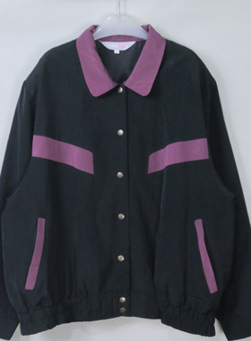 Vintage 古着中古90s日系黑紫色运动服街舞disco街头薄款夹克外套