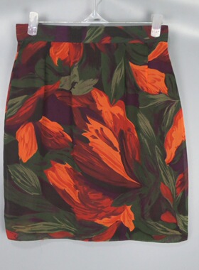 Vintage 古着正品90s女款中古紫色大花油画短裙半身裙