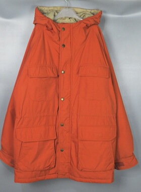 Vintage 古着正品加厚中古日本橙色纯色工装oversize羽绒服外套