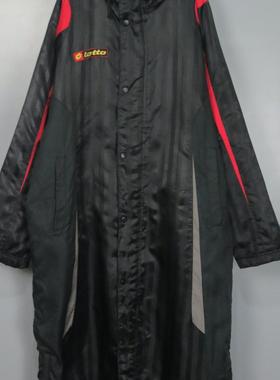 Vintage 古着正品LOTO秋冬季中古90s黑色运动中长款连帽薄棉外套