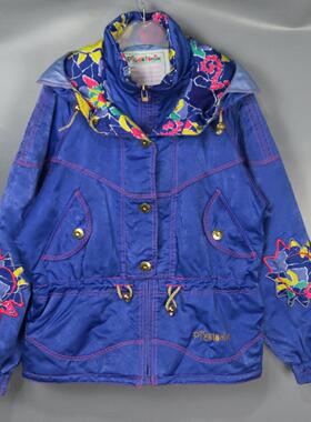 Vintage 古着正品phenix中古秋冬季女款蓝紫色薄棉滑雪服棉服外套