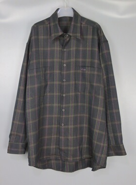 Vintage 古着正品indian中古90年代前长后短紫色格子羊毛长袖衬衫