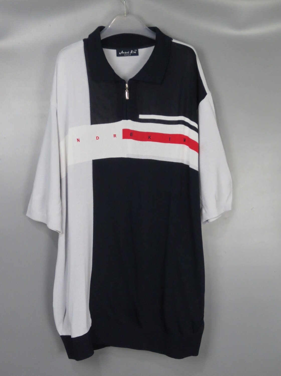Vintage 古着正品中古夏季90年代藏青色彩色色块polo衫短袖衬衫