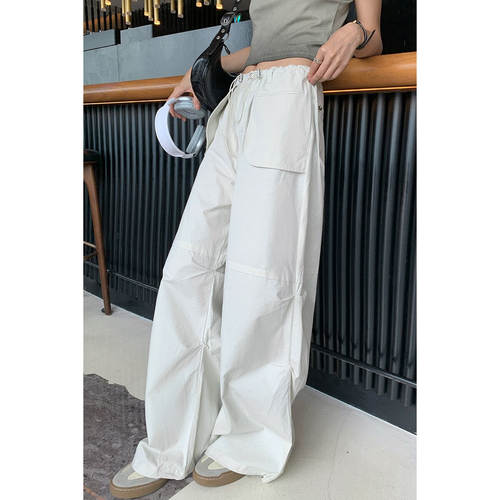 松紧腰女户外抽绳美式街头轻薄裤