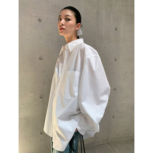 衬衫 宽松长袖 女设计感纯色简约上衣气质衬衣外套 基础色穿搭 洛边