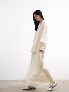 漫步仲夏 上衣衬衫 原创醋酸新中式 长袖 半身裙 两件套春夏新款 洛边