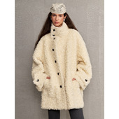 洛边 皮毛一体毛毛外套 加厚中长款 邂逅温暖 仿羊羔毛外套女冬季