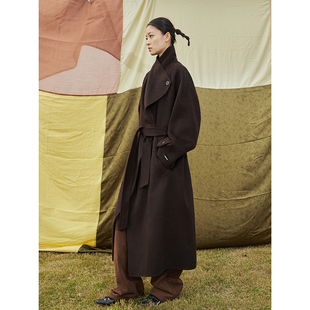 魅力双面呢大衣外套 大翻领复古温柔 洛边 超轻羊毛构筑自由空间