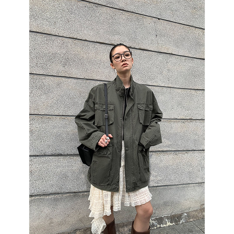 洛边重磅纯棉宽松工装外夹克