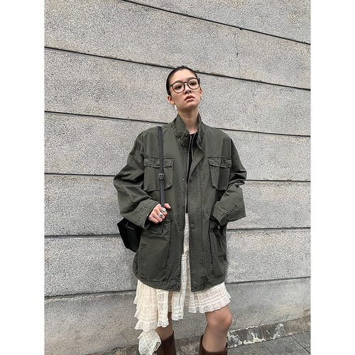 洛边重磅纯棉宽松工装外夹克