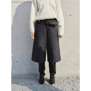 垂感直筒毛呢休闲裤 女秋季 慵懒风 原创设计轻奢羊毛阔腿裤 洛边