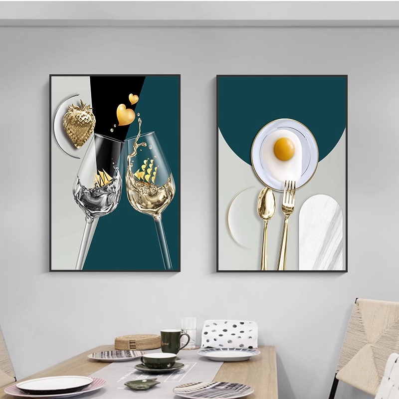 北欧餐厅装饰画现代简约高档客厅饭厅墙壁挂画创意餐桌厨房清新画图片