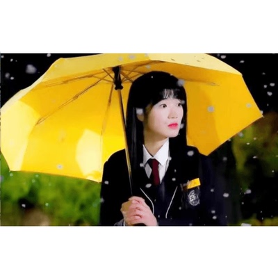 韩剧背着善宰跑惠允同款小率三折折叠黄色伞晴雨两用结实抗风雨伞