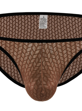 男士性感半透明中低腰囊袋三角青年时尚透气潮流内裤