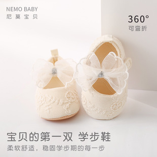 婴儿鞋女宝宝0--1周岁女宝蕾丝公主鞋软底布鞋学步鞋步前鞋礼服鞋