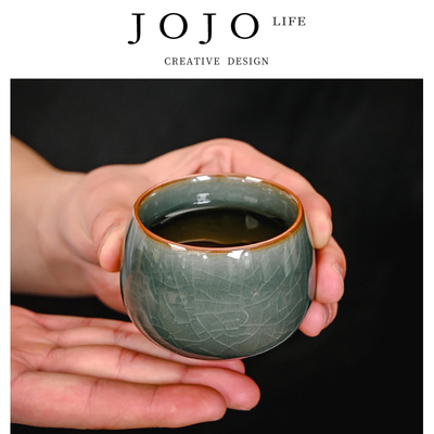 紫泉涧哥窑冰裂纹茶杯家用功夫