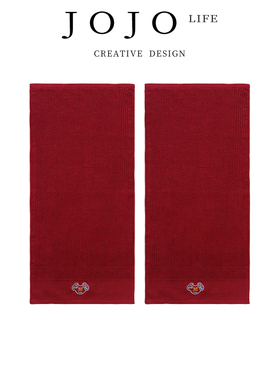 JOJO'S L. PD.杂货先生.毛巾红色结婚一对纯棉情侣洗脸面巾 |寅雪