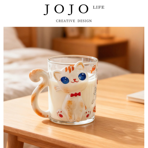 JOJO'S L. PD.Pleasure.杯具夏高颜值手绘萌猫玻璃咖啡杯 | 怡臣