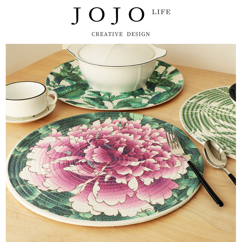 JOJO'S L. PD.pole.北欧风格家居厨房印花编织餐垫隔热垫 | 鸽竿