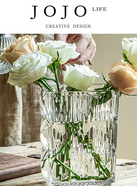 JOJO'S L. PD.Save.方形透明玻璃花瓶玄关装饰摆件插花器 | 节币