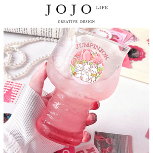 序言 JOJO PD.Word.三小兔郁金香玻璃高颜值水杯家用果汁杯