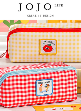 JOJO'S L. PD.swallow.新款卡通大容量棱镜格子笔袋多巴胺| 燕缴