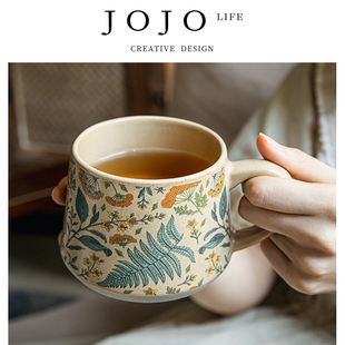 PD.flower.马克杯中古风陶瓷咖啡杯漂亮手工水杯 雌花 JOJO