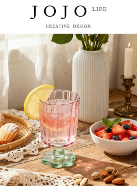 JOJO'S L. PD.domain.拼色高脚玻璃杯高颜值花朵香槟红酒 | 新款