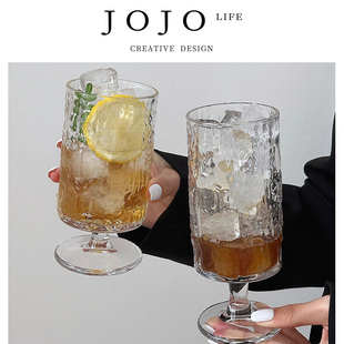 PD. JOJO 钞僵 money.简约清新玻璃杯水杯森系树皮纹高脚杯