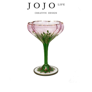PD.gem.酒具中古杯香槟水晶玻璃红酒杯粉色手绘 瑜滢 JOJO