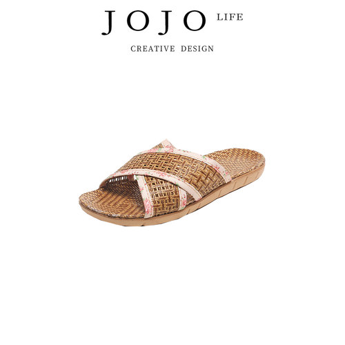 JOJO'SLIFEPD藤草编织亚麻拖鞋