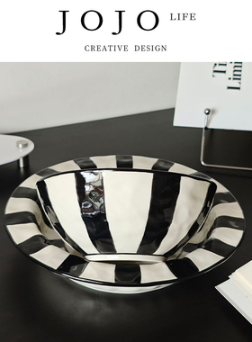 JOJO'S L. PD.Compulsory.高级韩式盘子黑白条纹耐高温陶瓷| 必修