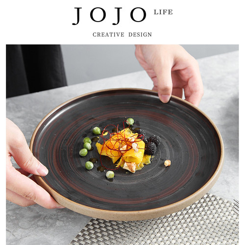 jojo日式家用甜品盘粗陶西餐厅盘