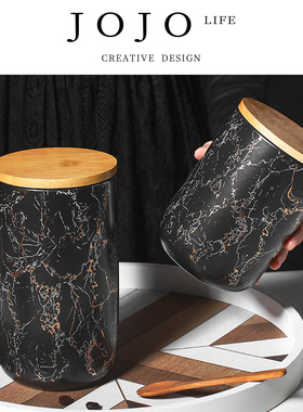 JOJO'S L. PD.rank.密封罐金色大理石储物罐厨房五谷杂粮 | 碍爵