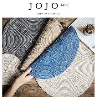 PD.bite.圆形苎麻西餐垫子简约餐桌菜垫杯垫 饲洋 JOJO