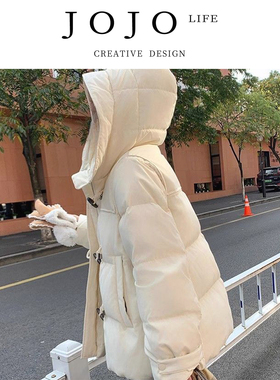 JOJO'S L. PD.Dislike 短款羽绒服女款冬季新款牛角扣小个 | 遍蟹