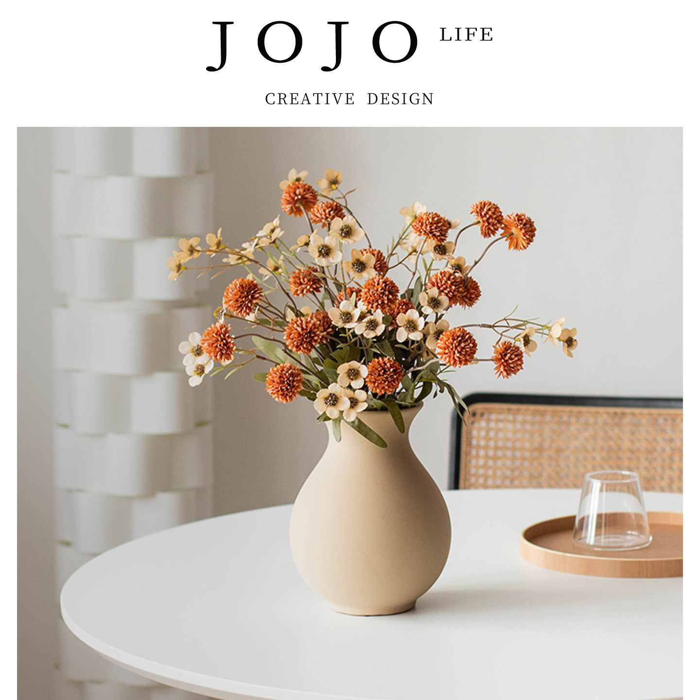 JOJO'SLIFEPD陶瓷花瓶插芍药图片