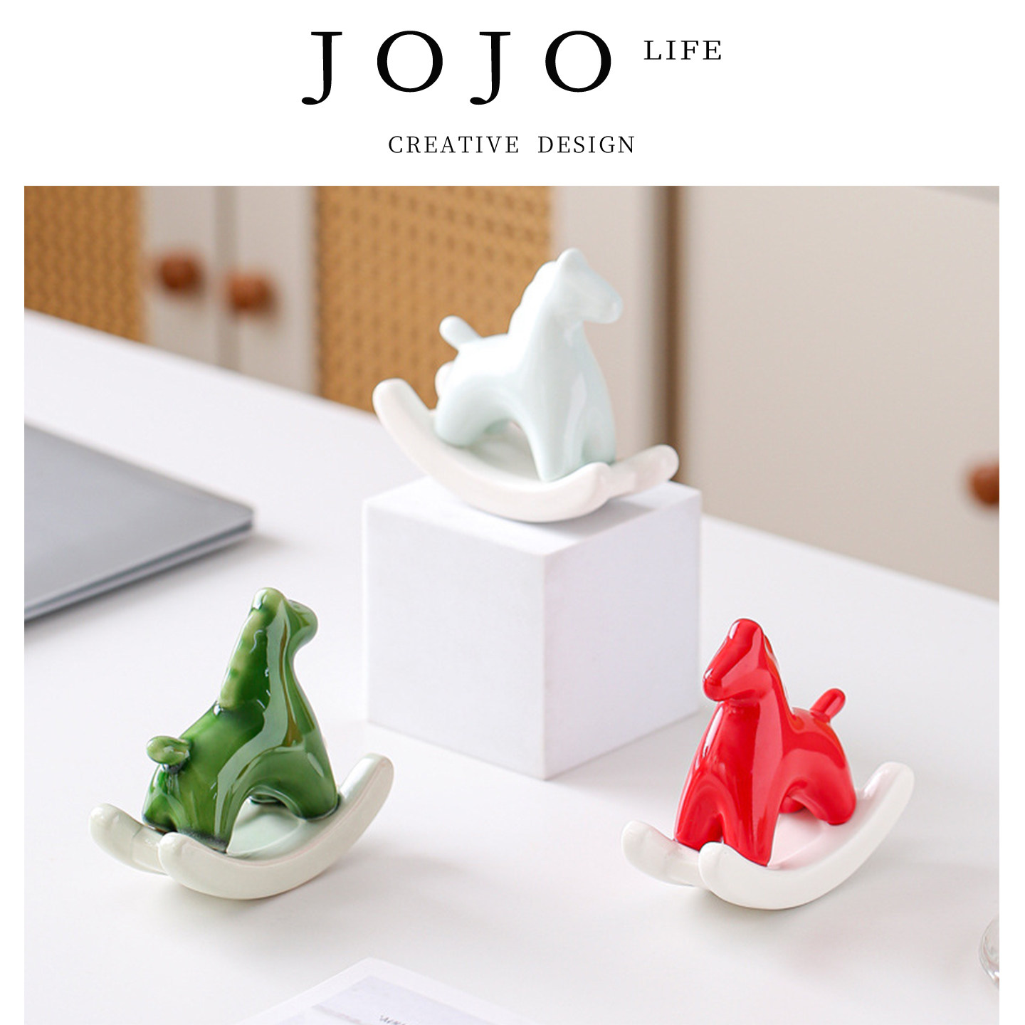 JOJO'S L. PD.Column.创意陶瓷摇摇马摆件桌面茶桌软装饰 | 翰柱,家居饰品,桌面摆件,淘宝优惠券,粉丝福利购,淘宝优惠卷