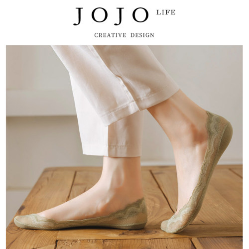 JOJOxROSE船袜薄款拼接蕾丝花边