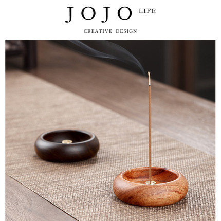 JOJO'S L. PD.紫泉涧. 黑檀木4孔钵式迷你香插木质旅行香座| 贴边
