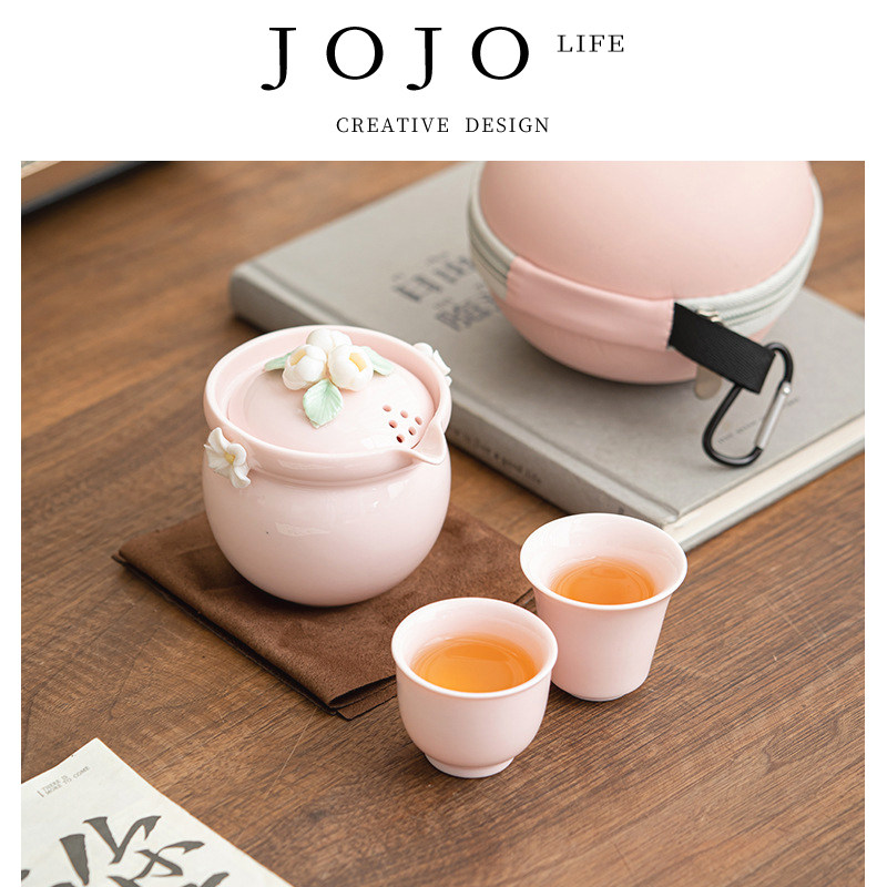 JOJO'S L. PD.紫泉涧.快客杯粉色捏花手工便携收纳露营户外 |浴盐