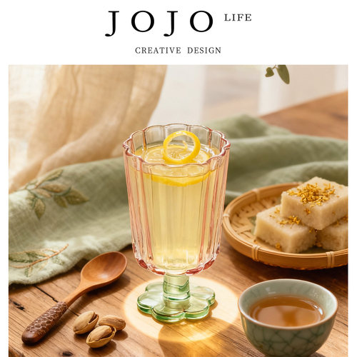 JOJO'S L. PD.domain.拼色高脚玻璃杯高颜值花朵香槟红酒 | 新款