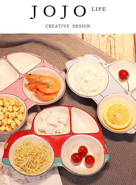 JOJO'S L. PD.name.儿童餐盘陶瓷分格小汽车卡通吃饭家用 | 禽名