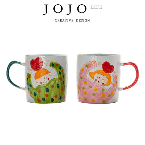 JOJO'SL.PD手绘插画情侣马克杯