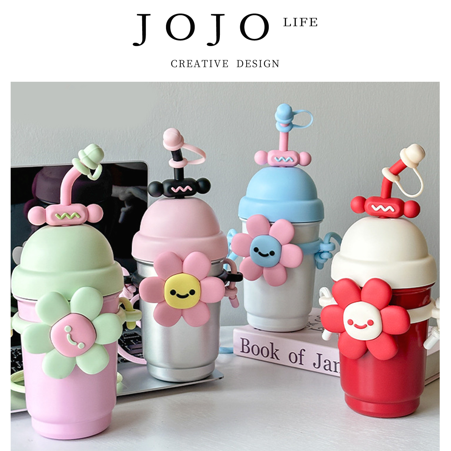 JOJO'SL.PD吸管杯提绳花朵可爱