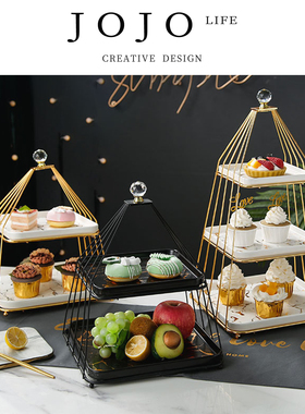 JOJO'S L. PD.rash.水果盘家用双层置物架三层甜品台展示架| 借疹