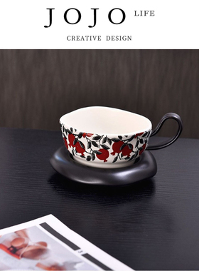 JOJO'S L. PD.snorting.咖啡杯碟复古早餐杯牛奶杯通用陶瓷 |虚心