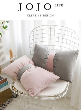 JOJO'S L. PD.year.北欧纯色天鹅绒蝴蝶结抱枕ins风床头 | 年至