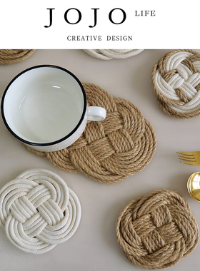 JOJO'S L. PD.finish.北欧ins风餐桌垫亚麻草编织杯垫隔热垫|完稿
